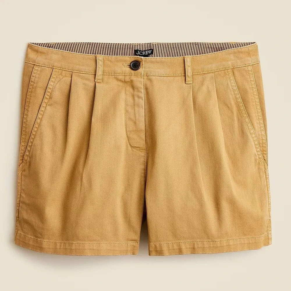 NEW J.Crew Pleated Heritage Chino Short 14 Tan Minimalist Preppy Coastal Casual